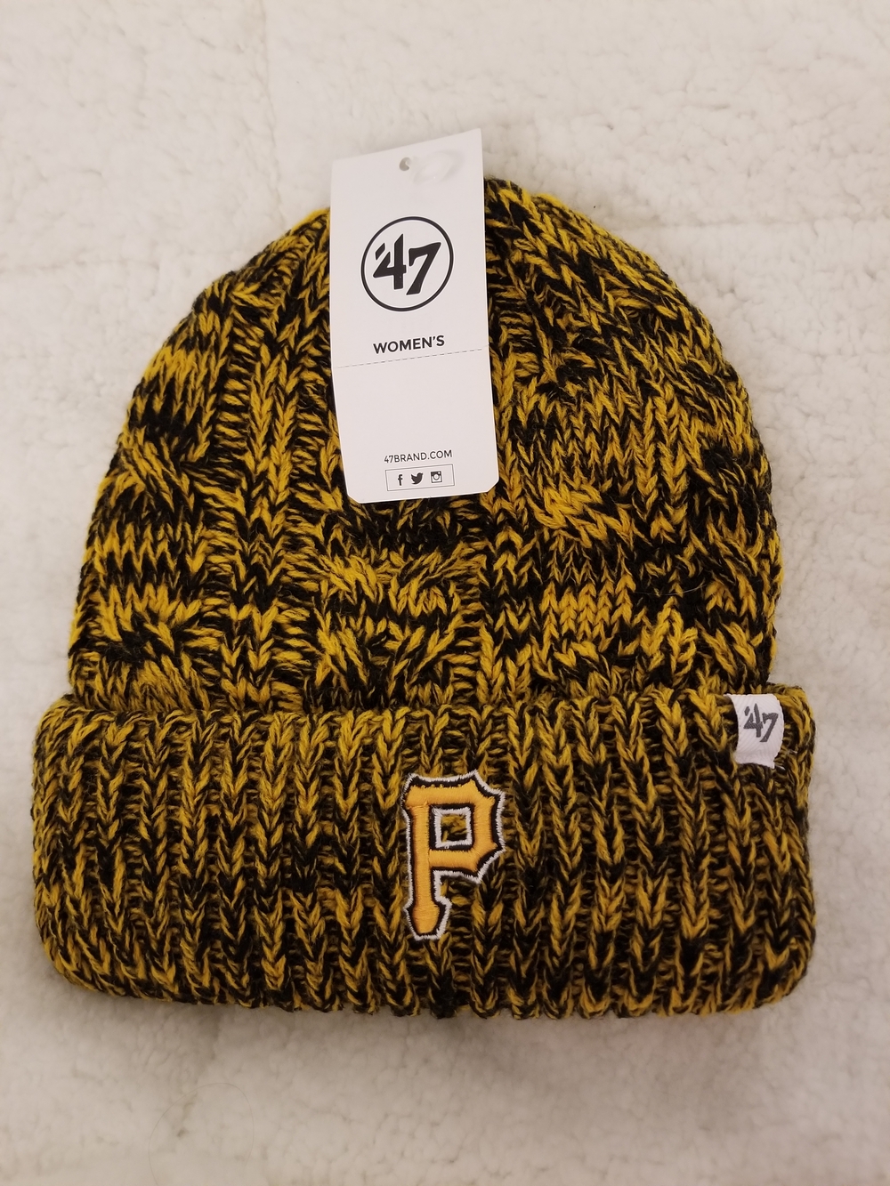 '47 Women's Pittsburgh Pirates 'P' Knit Beanie in Black & Gold Marled
